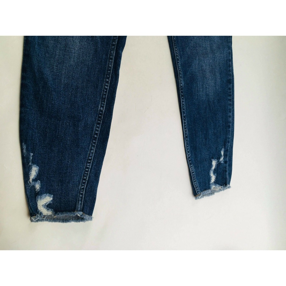 Maurices Pants Women's Size 28 REG Blue Denim Skinny Stretch Jeans Fringed Hem - Picture 9 of 10